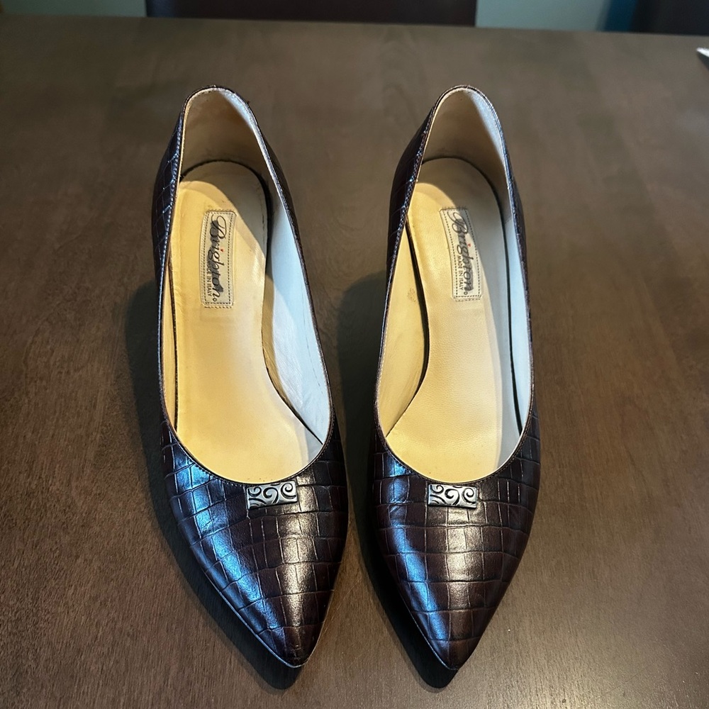Size 10 Croc Embossed Leather Brighton Heels